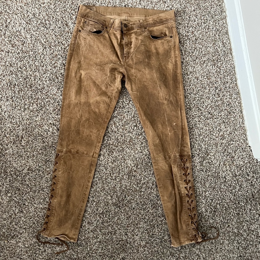 Polo Ralph Lauren Tan Lace Up Bottom Jeans